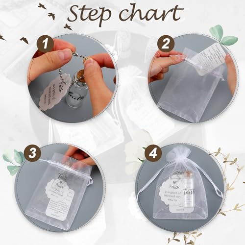 Chuangdi 30 Sets Mustard Seed Gift Set Faith Glass Bottle Charms with Card