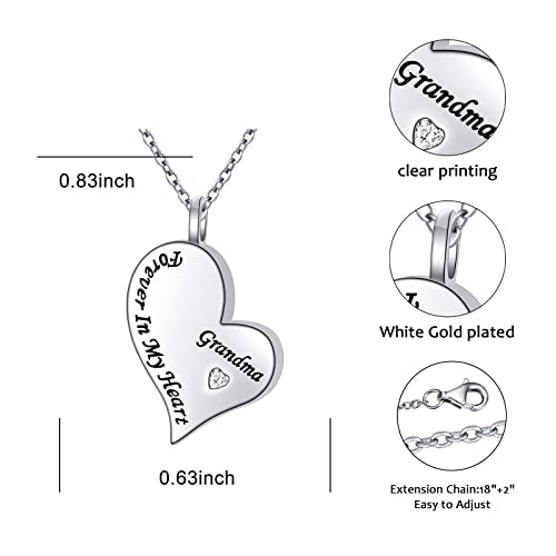 Ladytree 925 Sterling Silver Cremation Urn Necklace for Ashes Grandma