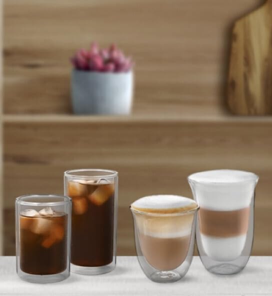 De'Longhi Double wall Cold Brew Glass Large, (10.1fl oz/300ml) Set of 2 10.1 Ounces