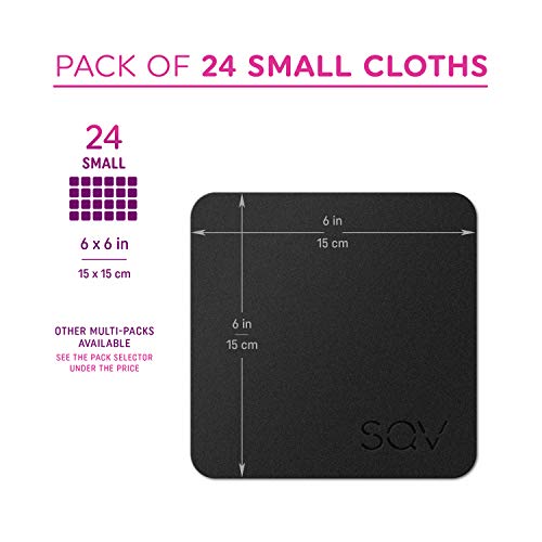 Premium Microfiber Cleaning Cloth 6x6 in - Extra Soft Suede Feel Lint Free Cloths for Eyeglasses & Glass - Compatible with iPad, iPhone, Tablet, MacBook, TV Screen, LCD, Camera Lens (24 Small, Black) 24 Small