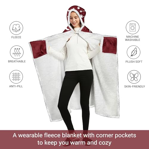 Vprintes Mama Bear Wearable Hooded Blanket for Mom - Gifts for Mom from Daughters - Christmas Birthday Gifts for Wife from Husband