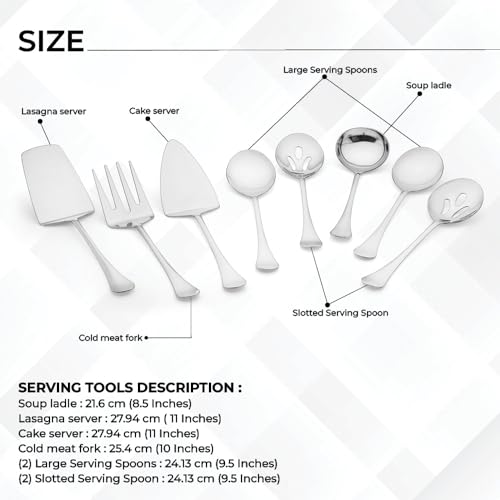 Avador® Premium Set of 8 Stainless Steel Hostess Serving Unitensil Tool Set for Weddings | Buffer | Party | Kitchen | Restaurants