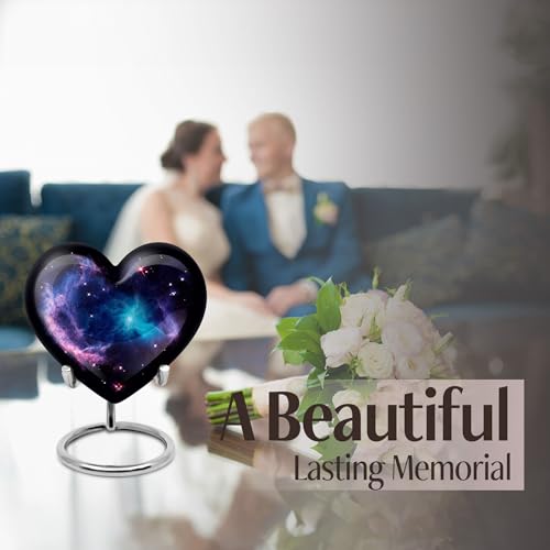 Galaxy Urns for Human Ashes Adult Man - Blue Tiny Memorial Urn 3" Small Heart Urn