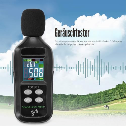 Decibel Meter, Digital Sound Level Meter Reader with 35 to 135 dB Noise Tester, Digital LCD Sound Level Meter with Noise Measurement