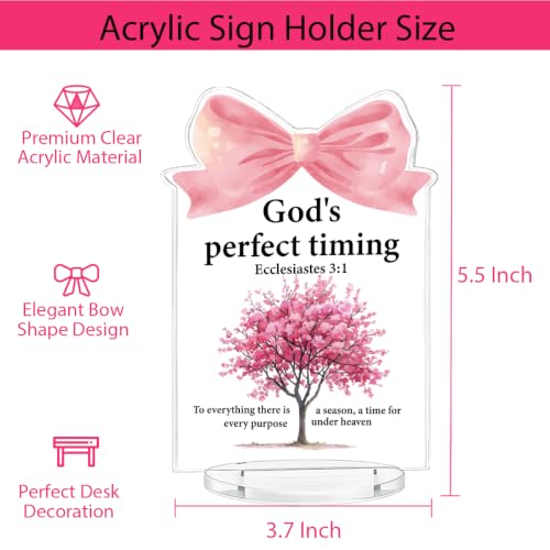 Pink Desk Accessories - Religious Gifts for Women - Ecclesiastes 3:1 Bible Verse Acrylic Desk Sign for Home Office M58A13
