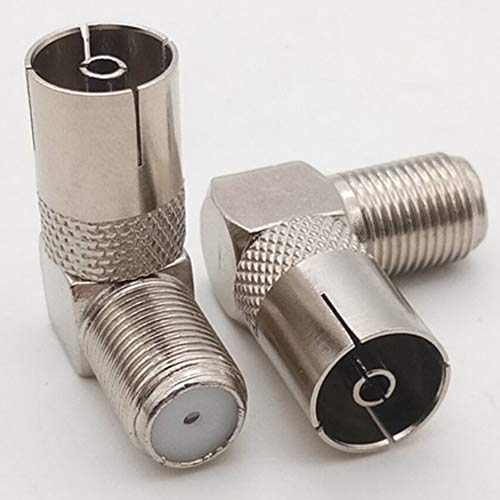 Greluma 4pcs 90 Degree F Type Female to PAL Male/Female Right Angle Satellite Antenna RF Coaxial Adapter F TV Connector Angle-4