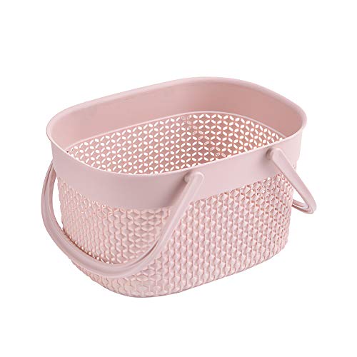 rejomiik 2 Pack Portable Plastic Shower Caddy Basket with Handles, Pink