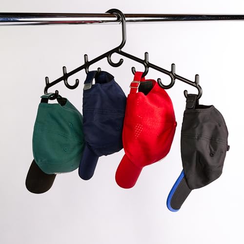 Made in USA Multi-Use Hanger for Bras, Lingerie, Hats & Scarves 5-Pack | Patented Closet Organizer | 7-Hook Space Saver for Underwear, Ties, Belts | No Clips, Lightweight Design Black