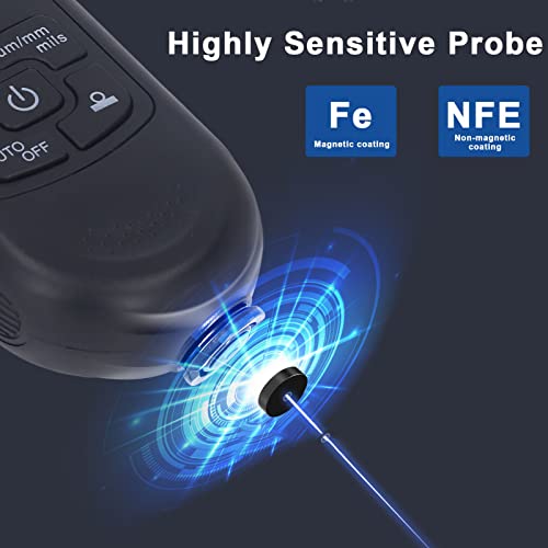 Diydeg HW300PRO paint thickness gauge in black with clear display for 0-2000um vehicle coating measurements