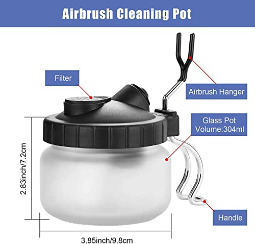 Airbrush Cleaning Kit AILHOMEWELL Airbrush Clean Pot Glass Cleaning Jar with Holder 5pc Cleaning Needles/5pc Cleaning Brushes/1 Wash Needle/3 Extra Filters Airbrush Cleaner kit Airbrush Gun Wash