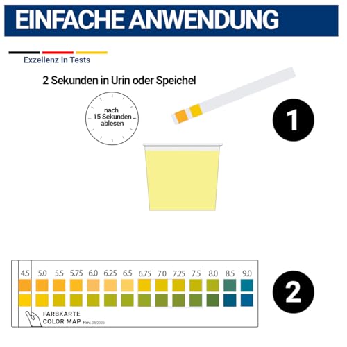 100 x pH Test Strips for Urine & Saliva - Measure pH 4.5-9.0 - pH Paper for Diet & Health - Acid Base Balance Determination