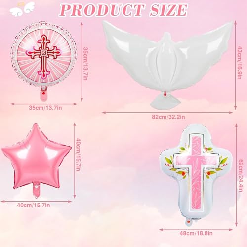 First Holy Communion Decorations - Religious Theme Foil Balloons Set Dove