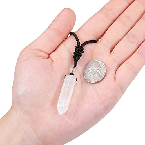 Top Plaza Healing Gemstone Crystal Necklace for Men White-Clear Quartz