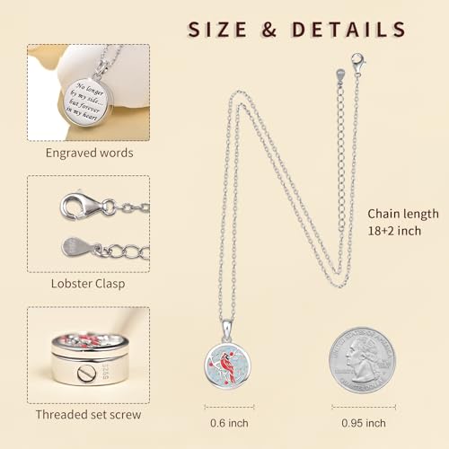 BEILIN Red Cardinal Urn Necklace Pendant Ashes Cremation Jewelry for Women