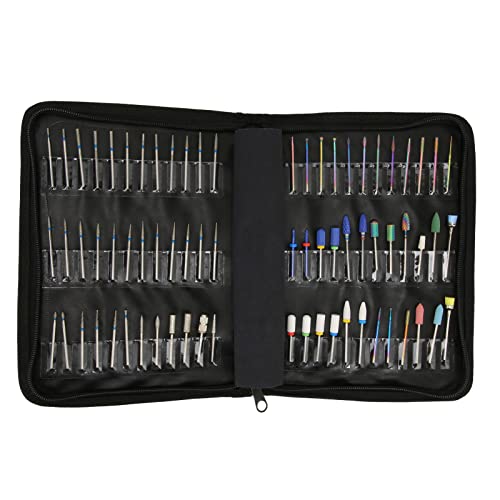 Jonlaki nail bit storage bag, large-capacity dustproof portable nail tool kit bag with compartments
