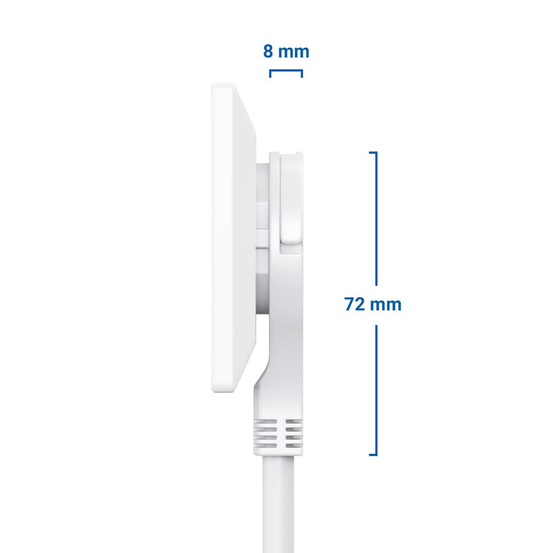 deleyCON 2m Power Cable Extension Cable Flat Connector 3680W - White | Protective contact power cable extension for household, office and multimedia 2 m
