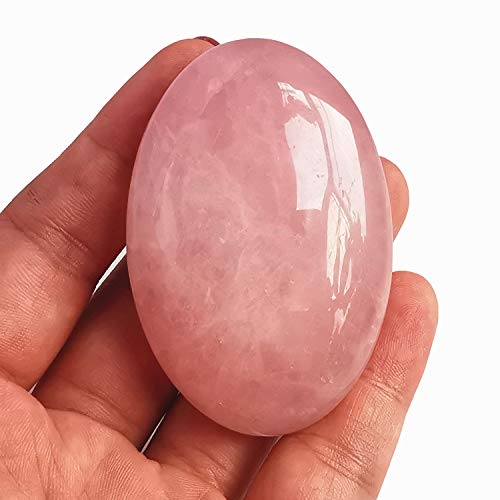 Natural Rose Quartz Oval Palm Pocket Healing Crystal Massage Spa Energy Stone,Healing Crystal for Therapy Geometry Chakra Balancing Pink-rose Quartz