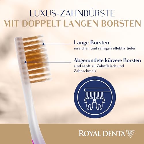 Medium Manual Toothbrush Gentle on Gums, Double Bristles for Interdental Spaces, with Gold Particles for Antibacterial Care, Ergonomic & Durable, Pink 1 pc (pack of 1)