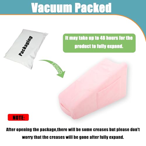 Sexysamba Arm Pillow Arm Elevation Pillow with 5 Pockets for Post Surgery Support Pillow for Elbow Arm Rest Wedge Pillow Shoulder Surgery Pillow with Removable Non-Slip Bottom Pillow Case - Pink 15.57"x9.4"x7.9"
