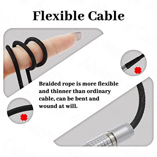 Alvin's Cables Flexible 2 Pin Male to D-tap Power Cable for Teradek, SmallHD Monitor, Vaxis 60cm|23.6inches Braided Wire braided 60cm straight 2 pin