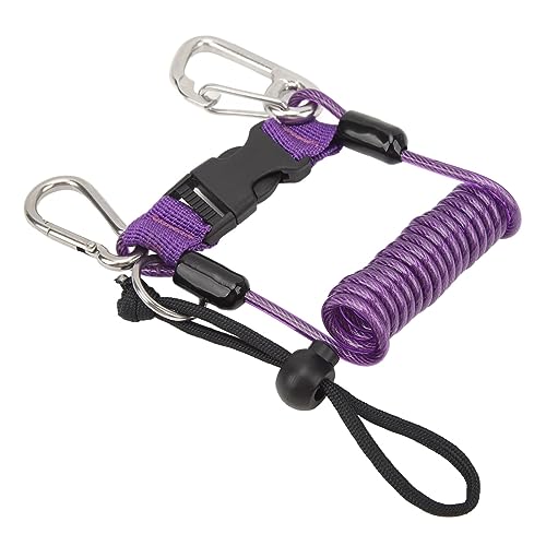 VGEBY Diving Camera Spring Rope, Stainless Steel Diving Anti Lost Hook Spring Rope Coiled Lanyard for Diving Outdoor Climbing Purple