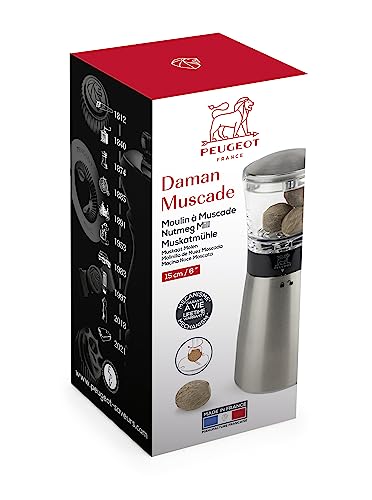 Peugeot - Daman Nutmeg Manual Mill - Acrylic and Stainless Steel, 15 cm