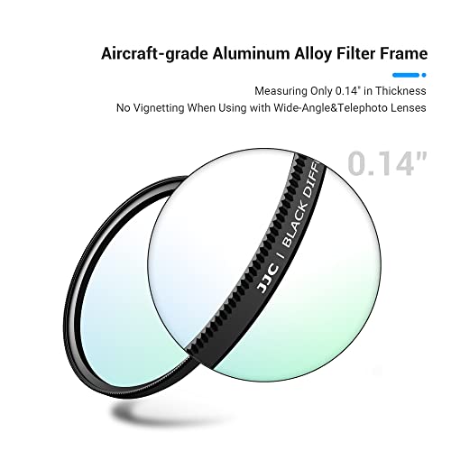 JJC 62mm Black Diffusion 1/4 Filter, Mist Cinematic Filter for Camera Lens
