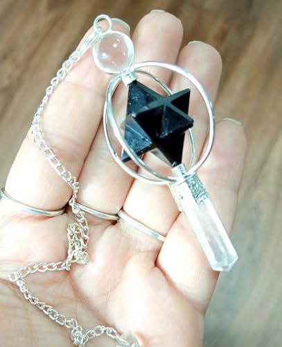 Jet Natural Black Tourmaline Spinning Pendulum for Dowsing, Reiki Healing, Chakra Balancing, Vastu, Energy Cleansing – Crystal Divination Tool for Accuracy & Protection