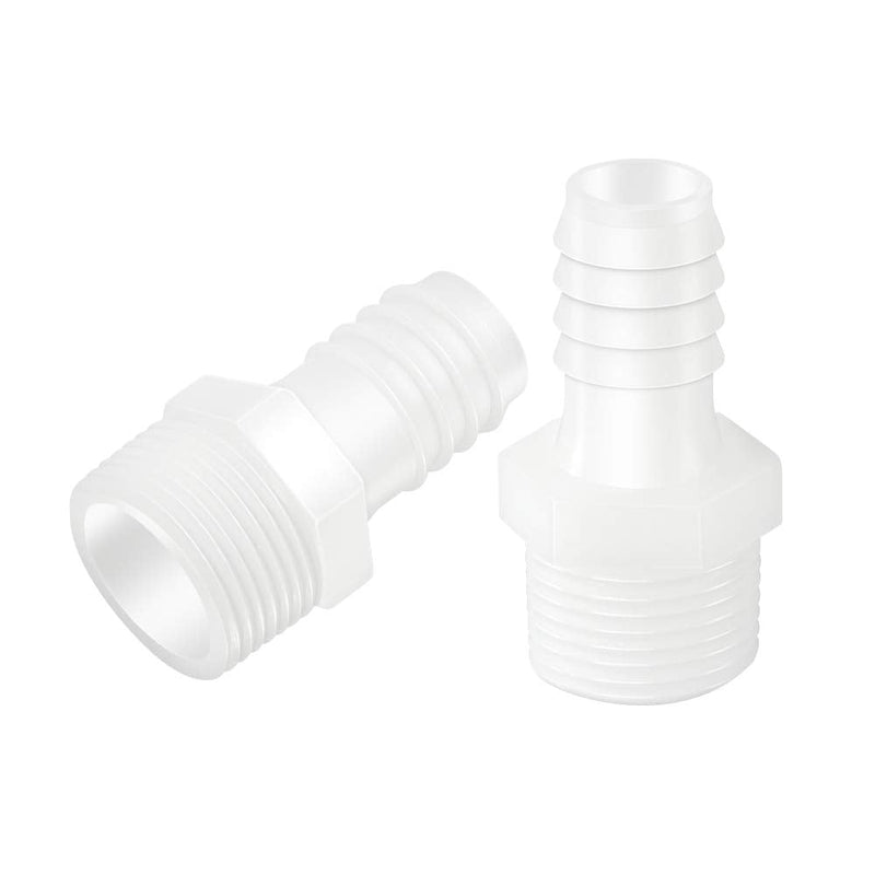[Australia - AusPower] - Quickun Plastic Hose Barb Fitting, 1/2" Barb to 1/2" Male Thread White Adapter Union Fitting (Pack of 5) 1/2" Barb x 1/2" Male thread 