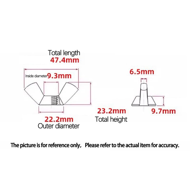 XunLiu 7/16-14 stainless steel wing nuts, 304 SS, five-pack