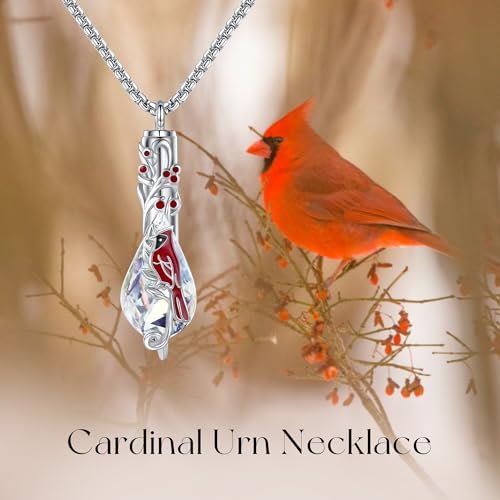 Crystal Urn Necklace for Ashes for Women Sterling Silver Heart Butterfly/Dragonfly/Carnelian Cremation Keepsake Jewelry Gift for Women Carnelian