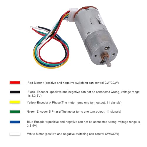 DC 12V DIY Encoder Gear Motor with Mounting Bracket 65mm Magnetic Engine Wheel Kit Micro Speed Reduction Motor Full Metal for Smart Car Robot Model DIY(30RPM)