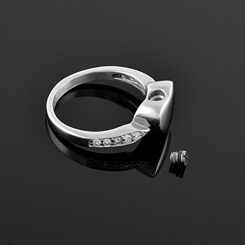 Heart Cremation Urn Ring for Ashes Hold Loved Ones Ashes Zircon Memorial Jewelry for Funeral Keepsake Gift 6#