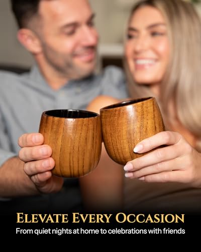 Handmade Charred Wooden Whiskey Glass - Charred Wooden Bourbon Drinking Glass - Wood Bourbon Glasses Gifts for Men - Artisan Oak Whiskey Tumbler (2pack) 2