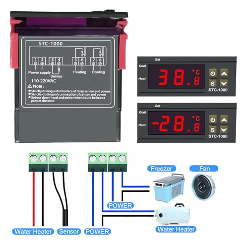 Digital LCD Display Temperature Controller XH-W3001, DC 12V 120W Thermostat Switch with Waterproof Probe Microcomputer Thermostat
