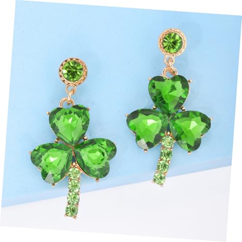 Shamrock Earrings Studs for St Patricks Day Sparkly Rhinestone Leaf Earrings Elegant Holiday Festival Accessories for Women Party