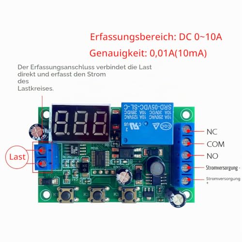 12V 0-10A DC Current Detection Module Current Sensor Detection Delay Relay Control