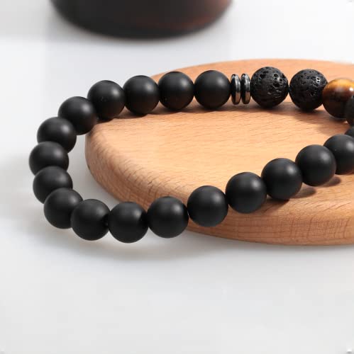 Healing Bracelets for Women, Anti Anxiety Yoga Beads Stress Relief Healing Thoughts Bracelets Relaxation Gift Aromatherapy Essential Oil Diffuser Lava Bracelet Gifts for Women Black