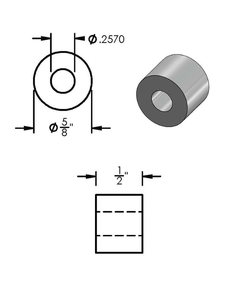[Australia - AusPower] - Aluminum Spacer Black 5/8" OD x 1/4" ID x Choose Your Length, Round Spacer Unthreaded Standoff Bushing Plain Finish, Fits Screws Bolts 1/4" or M6 by Metal Spacers Online (1/2" Length, 10 Pack) 1/2" Length 