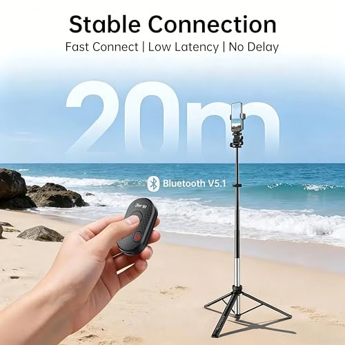 Bluetooth Camera Remote Control for iPhone & GoPro — 65ft Range, Instant Pairing, No App | Type-C Rechargeable Shutter Remote for Selfies & Vlogging, Compatible with iPhone 12-17, GoPro 8-13, Android