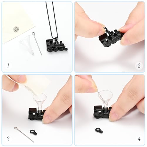 Mini Train Urn Necklace for Ashes Car Cremation Jewelry for Women Men Stainless Steel Memorial Necklaces Ash Holder for Human Pets Keepsake Jewelry for Loved Ones with Fill Tool Black