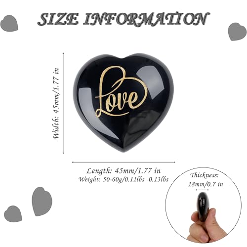 ZHIYUXI 45mm Black Obsidian Engraved Heart Stone Crystal Gifts F# Obsidian