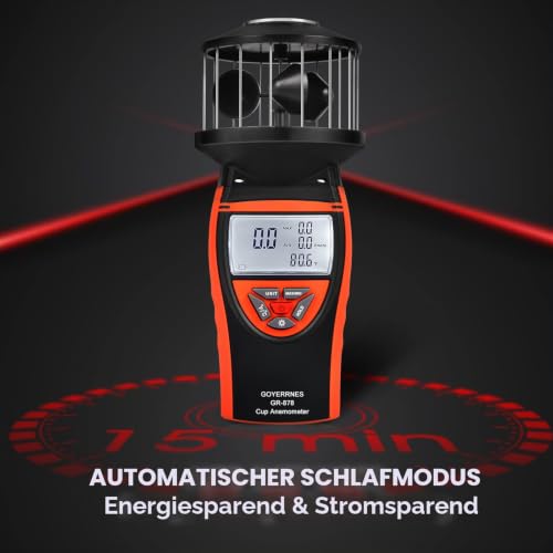 Handheld Wind Gauge, GR-878 Digital Anemometer Shows Wind Temperature, Air Volume, Wind Speed/Direction with LCD Backlight and Compass for HVAC Weather Monitoring