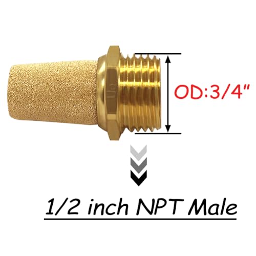 Uenede brass 1/2-inch NPT male pneumatic mufflers, 3-piece set