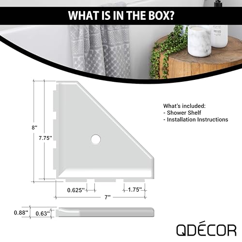 Questech 8" Corner Shower Shelf - Lugged for New Construction, Shower Organizer for Tiled Walls, Corner Caddy Soap Dish Bathroom Storage, Geo Lugged, Gold Finish
