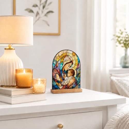 Colourful Virgin Mary and Baby Jesus Acrylic Plaque Desktop Ornaments