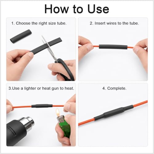 Heat Shrink Tubing 4:1, 5 m Length, Heat Shrink Tubing with Adhesive 12 | Black Heat Shrink Tubing Waterproof and Insulating for Cable Insulation, Marking, Cable Bundling, Repairs (12 mm x 5 m) 12mmx5m