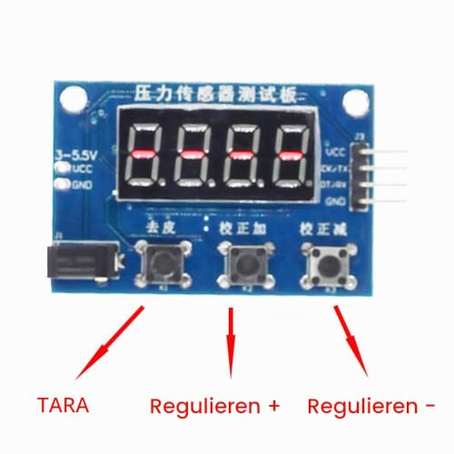 HX711 Weight Sensor Module Kit Digital Load Cells Weight Sensor A/D Module 5kg Portable Electronic Kitchen Scale for Arduino with 3.5mm x 1.35mm Power Cable, Scale Display Module