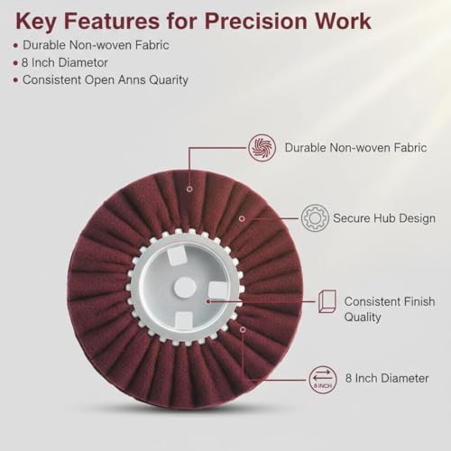 JUNLIXN 8-inch airway buffing wheels, cotton and non-woven wheels with 5/8-inch arbor, 2-piece set