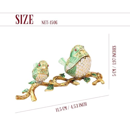 Lovebirds Trinket Boxes Hinged Couple Birds Enameled Songbirds Jewelry Box Animal Print - Lovebirds